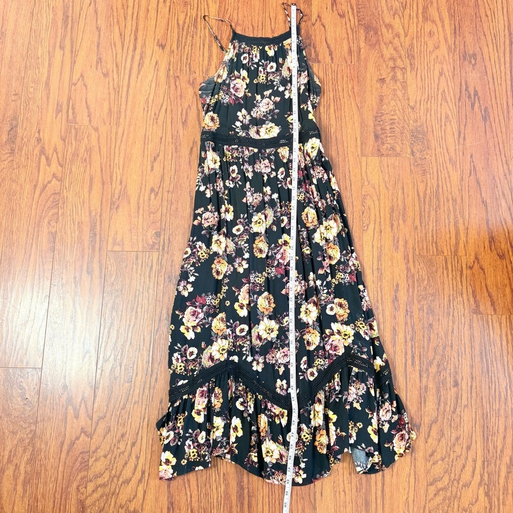 Eyeshadow Black and Floral Print Sleeveless Midi Dress Size Small - Picture 13 of 13